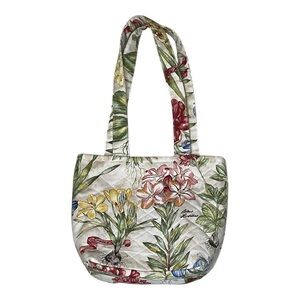 Handmade Botanical Floral Tote Bag Lined Fabric Shoulder Bag One of a Kind